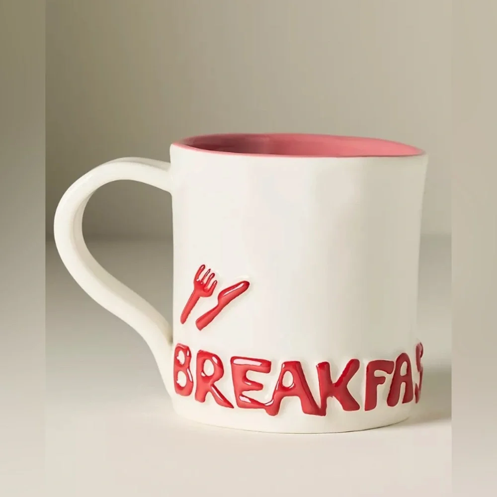 Anthropologie Breakfast in Bed L&Clay Stoneware Mug, New - Picture 2 of 3